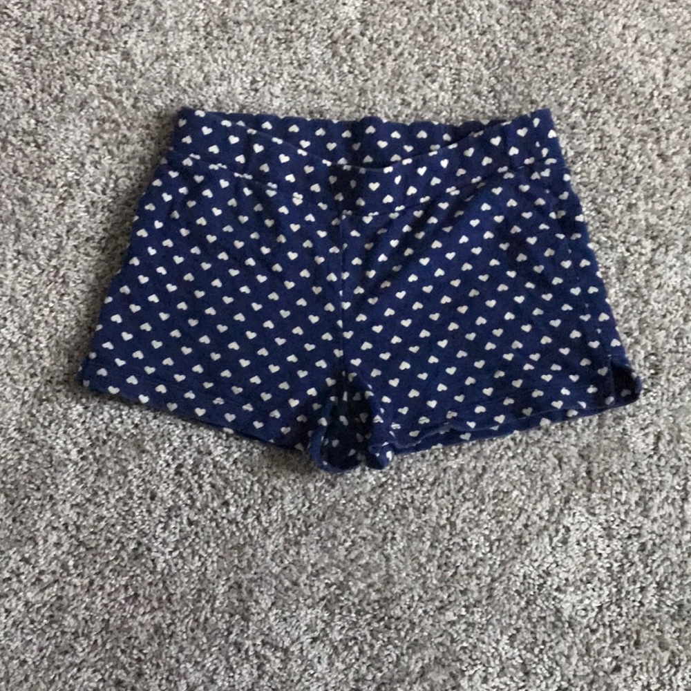 Girls Blue White Heart Shorts